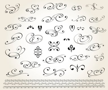 Tasarım için dekoratif elementler seti izole, düzenlenebilir. Dekoratif elementlerin en büyük ve en iyi koleksiyonundan. .