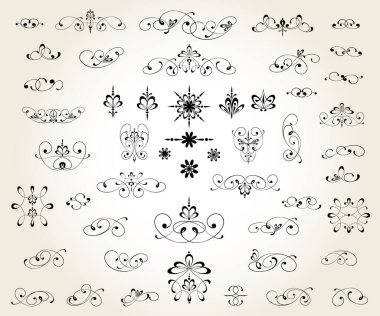 Çiçeksel dekoratif dekoratif dekoratif elementler dizisi. Tasarım için izole, düzenlenebilir. Tasarım için en büyük ve en iyi dekoratif elementler koleksiyonundan izole, düzenlenebilir.. 