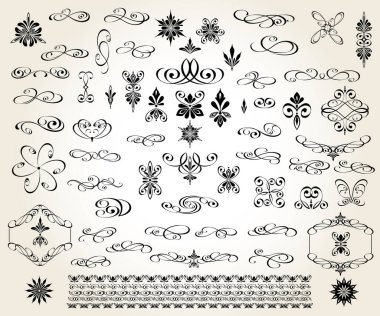 Tasarım için dekoratif elementler seti izole, düzenlenebilir. Dekoratif elementlerin en büyük ve en iyi koleksiyonundan. .