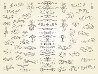 Tasarım için dekoratif elementler seti izole, düzenlenebilir. En büyük ve en iyi dekoratif elementler koleksiyonundan..