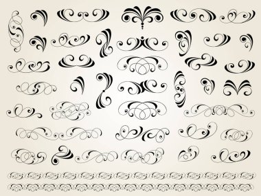 Tasarım için dekoratif elementler seti izole, düzenlenebilir. Dekoratif elementlerin en büyük ve en iyi koleksiyonundan. .