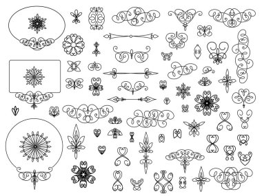 Tasarım için dekoratif elementler seti izole, düzenlenebilir. En büyük ve en iyi dekoratif elementler koleksiyonundan. . 