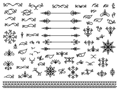 Tasarım için dekoratif elementler seti izole, düzenlenebilir. En büyük ve en iyi dekoratif elementler koleksiyonundan. 