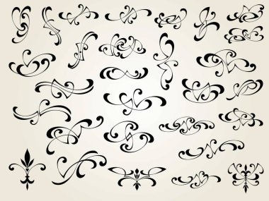 Tasarım için dekoratif elementler seti izole, düzenlenebilir. Dekoratif elementlerin en büyük ve en iyi koleksiyonundan. .