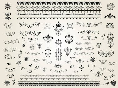 Tasarım için dekoratif elementler seti izole, düzenlenebilir. Dekoratif elementlerin en büyük ve en iyi koleksiyonundan. .