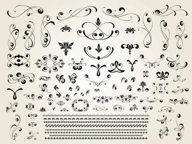 Tasarım için dekoratif elementler seti izole, düzenlenebilir. Dekoratif elementlerin en büyük ve en iyi koleksiyonundan. .