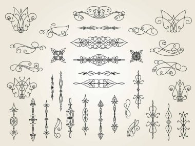 Tasarım için dekoratif elementler dizisi izole, düzenlenebilir doğrusal tasarım. Dekoratif elementlerin en büyük ve en iyi koleksiyonundan. .