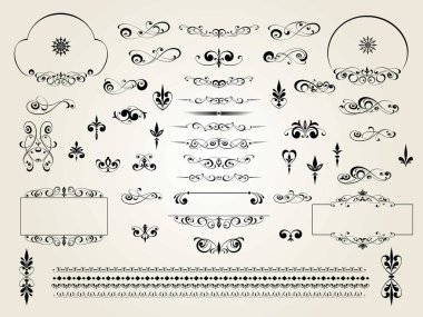 Tasarım için dekoratif elementler dizisi izole, düzenlenebilir doğrusal tasarım. Dekoratif elementlerin en büyük ve en iyi koleksiyonundan. 