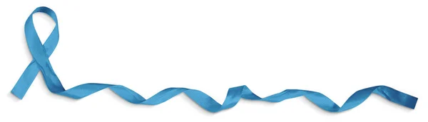 Photo Blue Ribbon Isolated White Background Clipping Path — Stock Photo, Image