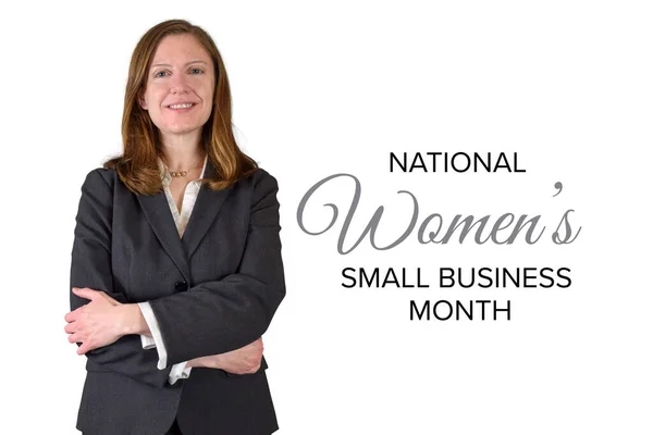 Biznes Kobieta Garniturze Białym Tle Dla National Women Small Business — Zdjęcie stockowe