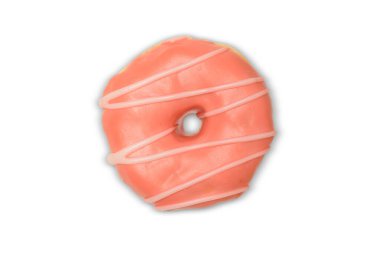 Pembe kremalı ve beyaz kremalı taze çöreğin cazibeli görüntüsü. Kullanım kolaylığı için kırpma yolu ile beyaz arkaplanda izole.