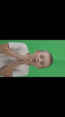 Boy of 9 years behaves very surprised. Closeup. High quality footage