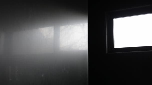 Modern Bathroom Covered Smoke Black Fire House High Quality Footage — Vídeos de Stock