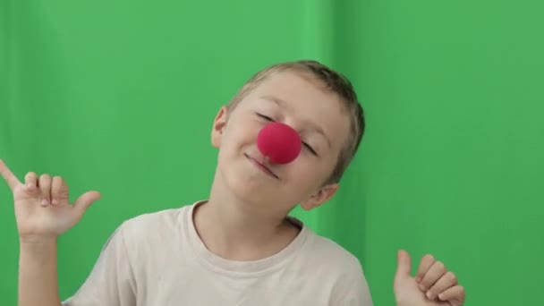 Boy Years Red Nose Closeup High Quality Footage — Vídeo de stock
