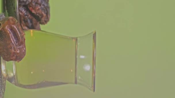 Glass Turkish Tea Dates Silver Plate Green Screen Vertical Shot — Stok video