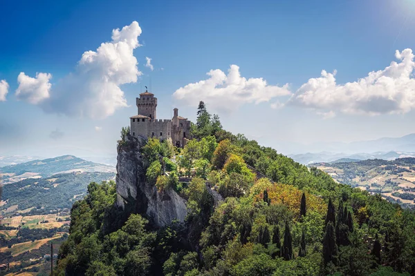 stock image Cesta tower of medieval fortress in San Marino.