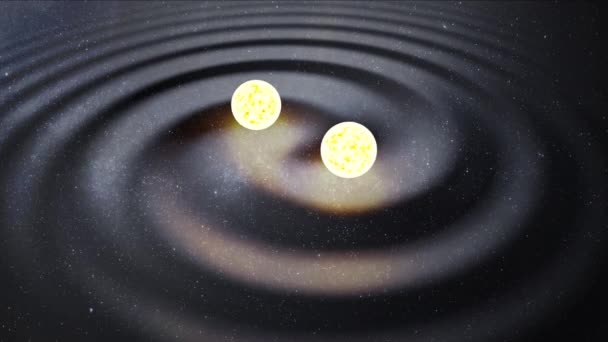 Binary Star System Generating Gravity Waves Gravity Astrophysics Concept — Stock Video