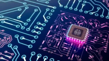Yapay zeka elektronik devre. Yapay zeka devresindeki mikroçip beyin şeklinde..
