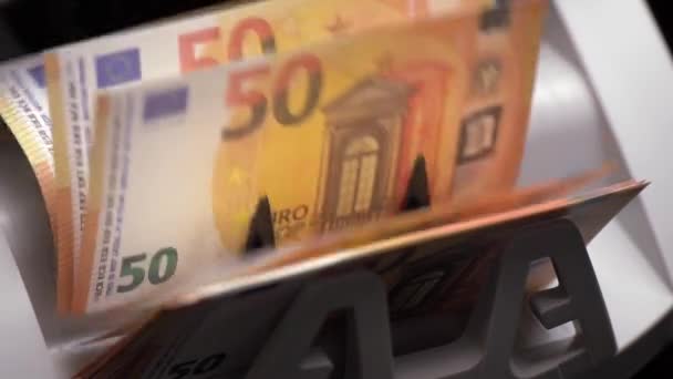 Μηχανή Μετρητών Χρήματος Μετρά Ευρωπαϊκά Τραπεζογραμμάτια Ευρώ — Αρχείο Βίντεο