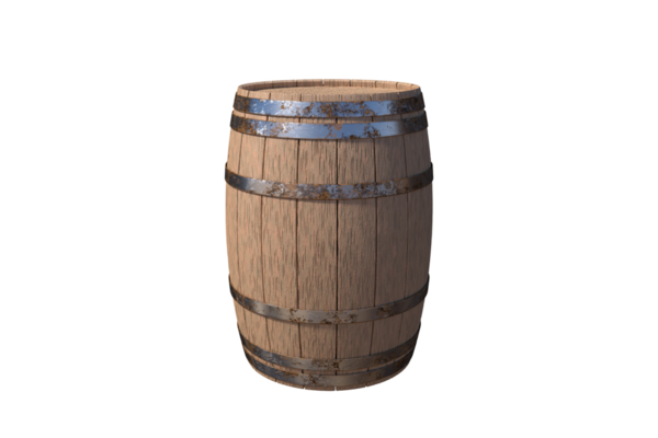 Şeffaf arkaplanda izole edilmiş eski ahşap fıçı.