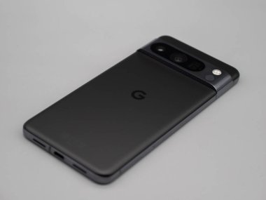 Leeds, UK - November 2023 - Google Pixel 8 Pro Back Obsidian Black Smartphone clipart