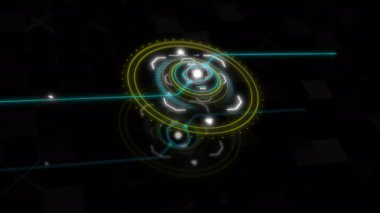 Bilimkurgu HUD içinde holografik bir teknoloji çemberinin ortaya çıkması.
