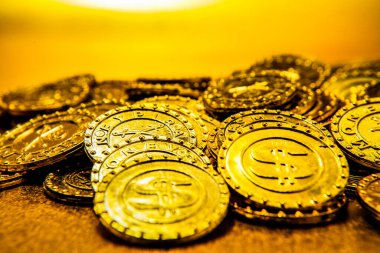 Büyük miktarlarda altın paranın görüntüsü. Çekim yeri: Yokohama-şehir kanagawa ili