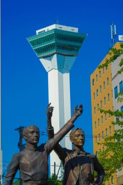 Goryokaku Kulesi ve Mavi Gökyüzü. Çekim Konumu: Hokkaido Hakodate Şehri