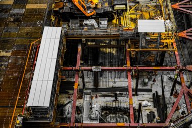 Yüksek katlı inşaat alanı. Çekim yeri: Yokohama-şehir kanagawa ili