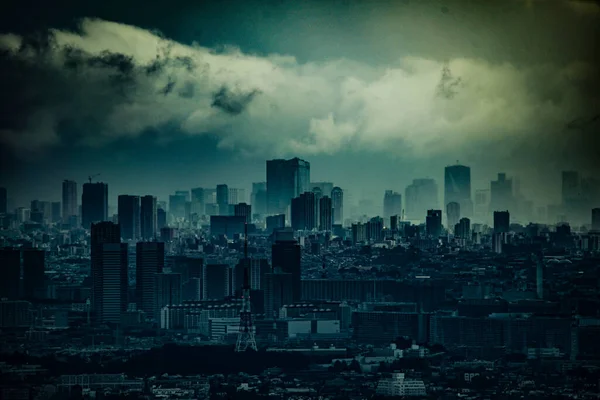Une Ville Tokyo Couverte Nuages Lieu Tournage Tokyo Région Métropolitaine — Photo