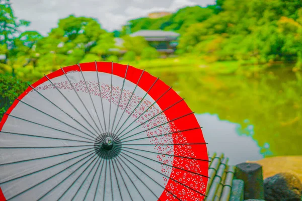 Paraguas Japonés Rojo Blanco Ubicación Del Disparo Shinjuku Tokyo — Foto de Stock