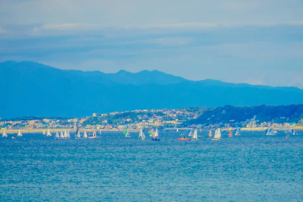 ヨットグループの逗子海岸 撮影場所 神奈川県鎌倉市 — ストック写真