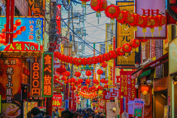 Фонари в китайском квартале Иокогамы (Весенний фестиваль). Место съемки: Нака-ку, Йокогама-ши