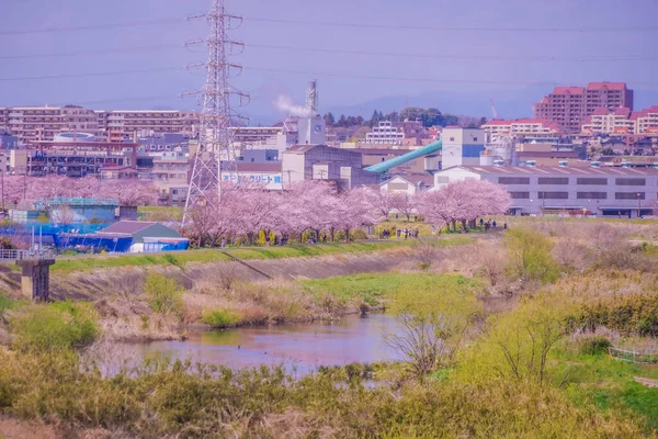Tsurumi Nehri Midori Koğuşu Yokohama Şehri Atış Yeri Midori Ward — Stok fotoğraf