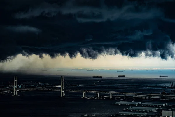 Regenwolken Und Yokohama Port Drehort Yokohama Stadt Kanagawa Präfektur — Stockfoto