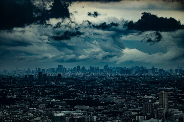 Una Città Tokyo Coperta Nuvole Luogo Delle Riprese Area Metropolitana — Foto Stock