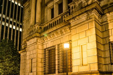 Nihonbashi, Tokyo 'nun gece manzarası. Çekim yeri: Chuo -ku, Tokyo