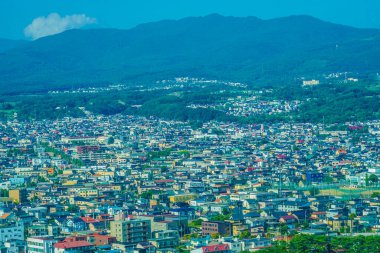 Hakodate şehri Goryokaku Kulesi 'nden görüldü. Çekim Konumu: Hokkaido Hakodate Şehri