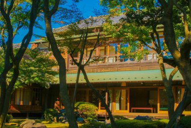 Japon evinin kenarı. Çekim yeri: Shibuya -ku, Tokyo