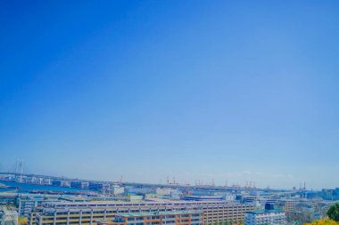 Limanı görebileceğin bir tepe parkı manzarası. Çekim yeri: Naka -ku, Yokohama -shi