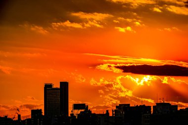 Meguro şehri ve günbatımı. Çekim yeri: Meguro -ku, Tokyo
