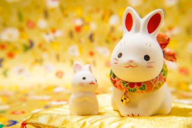 Tavşan yılı yeni yıl malzemesi (Yeni Yıl kartı). Çekim yeri: Yokohama-şehir kanagawa ili