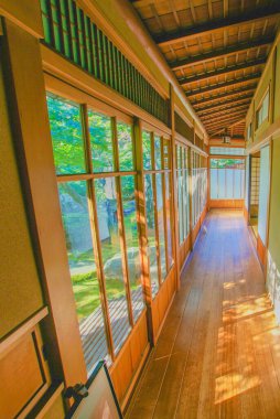 Japon evinin kenarı. Çekim yeri: Shibuya -ku, Tokyo