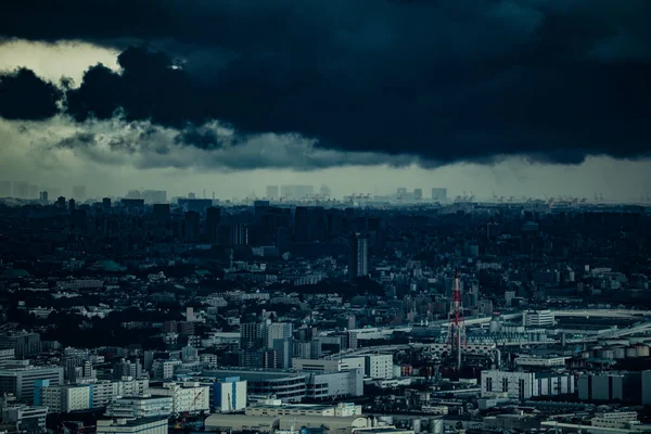 Una Città Tokyo Coperta Nuvole Luogo Delle Riprese Area Metropolitana — Foto Stock