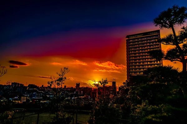 大室镇景观和日落 射击地点 Meguro Tokyo — 图库照片