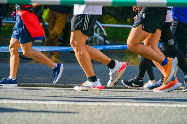 Maraton Koşucularının Ayakları Çekim Yeri Kanagawa Yokohama — Stok fotoğraf