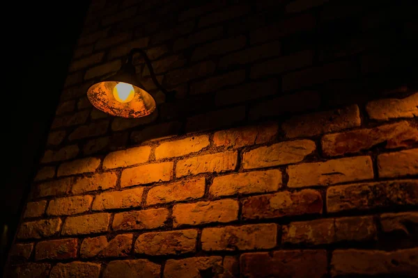Освітлення Яке Освітлює Цегляну Стіну Місце Зйомок Chuo Tokyo — стокове фото