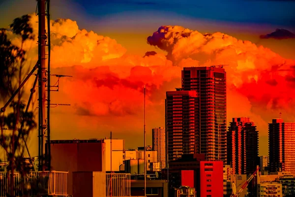 Meguro Stadsgezicht Zonsondergang Schietplaats Meguro Tokio — Stockfoto