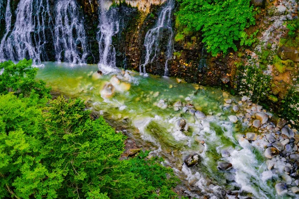 Водопад Белая Борода Биэй Хоккайдо Место Съемки Биэй Хоккайдо — стоковое фото