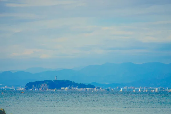 Zushi海岸的游艇群 射击地点 神奈川县Kamakura市 — 图库照片